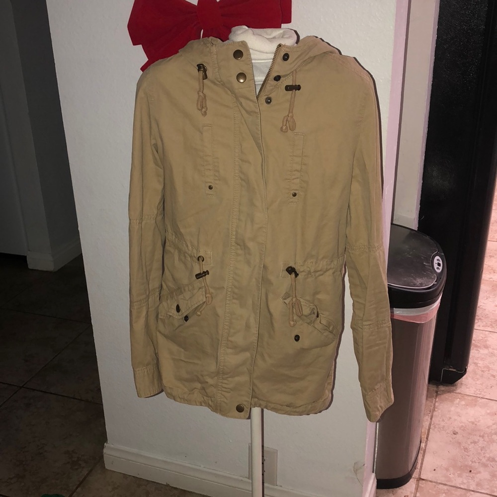 Love Tree Beige Jacket with Hoodie - small